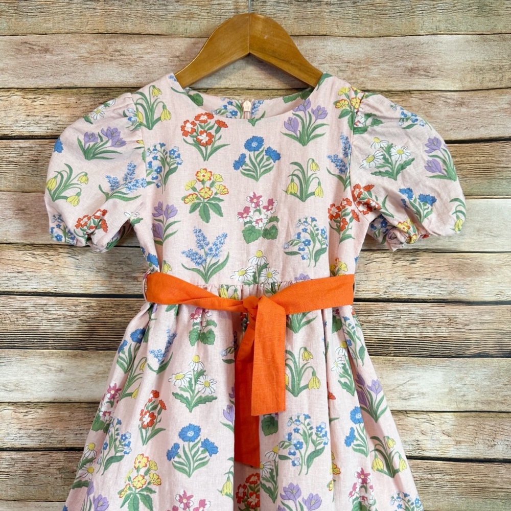 Mini Boden Pink Floral Cotton Linen Vintage Dress in Dusty Pink Flowers Size 5/6 - Picture 3 of 7